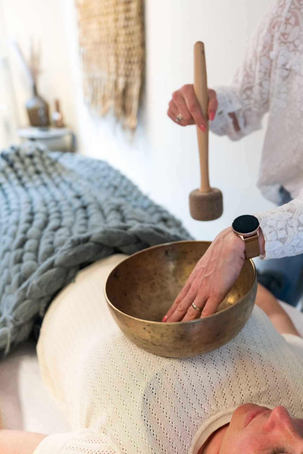 klankschaal Reiki behandeling klant